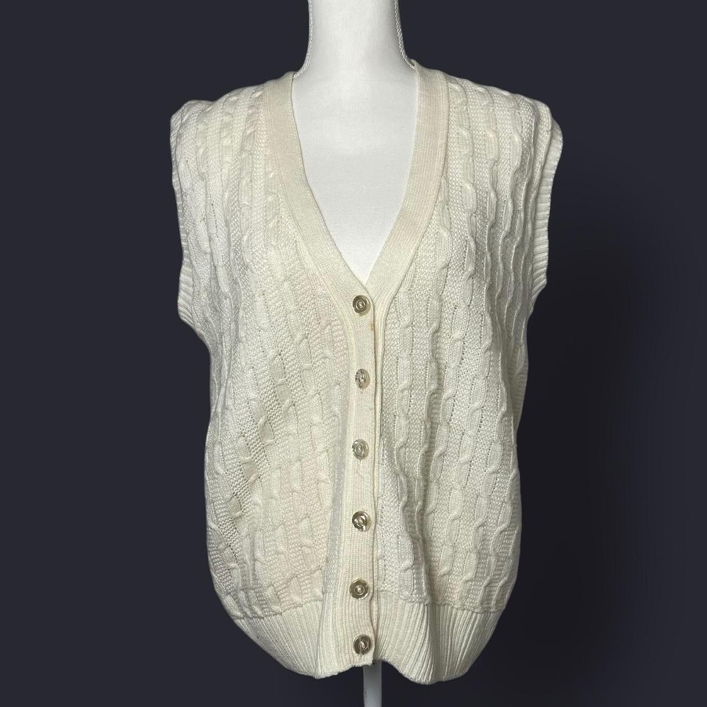 Vintage Cream Cable Knit Sweater Vest